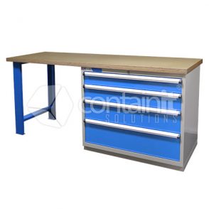 Storeman® Workbench Drawer/Desk Range - Workbench with legs & 4 Drawer Cabinet – with Ply Top - Containit Solutions