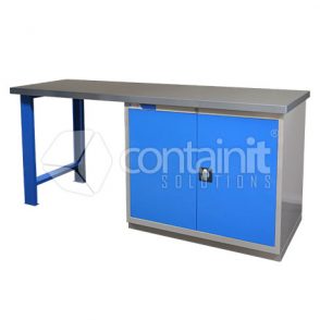 Storeman® Workbench Drawer/Desk Range - Workbench with legs & Cupboard - with Stainless Top - Containit Solutions