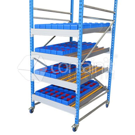 Small Gravity Feed Carton Flow Racks - With Castors - Containit Solutions