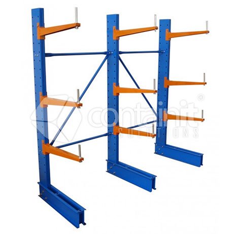 Small Series Cantilever Racking - Column & Base - 2300mm High Post with single base to suit 900mm long arms - Containit Solutions