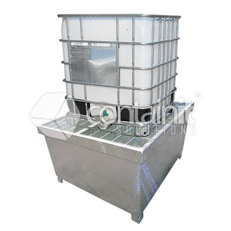 Zinc Plated 1 x 1000L IBC Bund (Nests for freight savings) - Containit Solutions