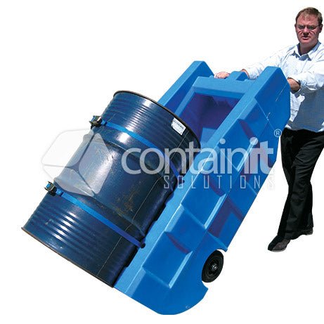 Drum Trolleys - Poly Spill Trolley & Dispenser for 1 x 205L Drum - Containit Solutions