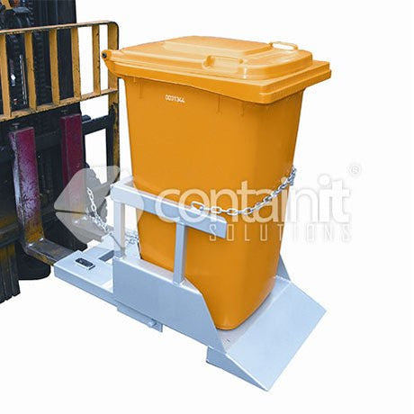 Forklift attachment for emptying 240L waste bin - Containit Solutions