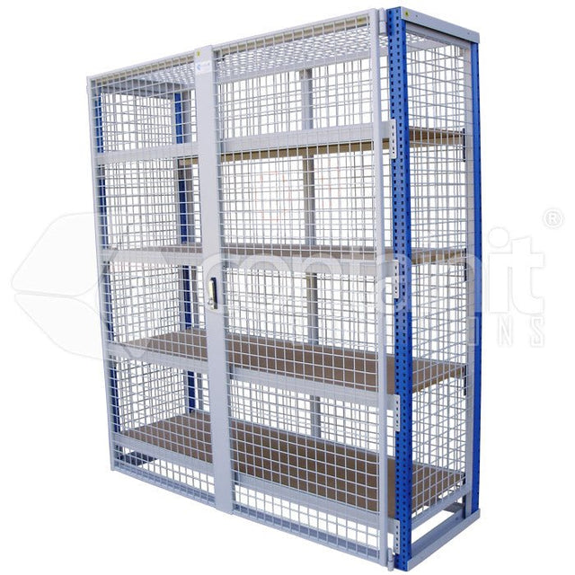 Lockable Storeman® Longspan Shelving with MDF or Mesh Shelves - Lockable Longspan Starter Bay – Inc. 4 MDF Shelves - Containit Solutions